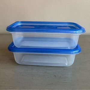 Ziploc Small Rectangle Blue Clear Food Storage Containers Lid -Set of 2